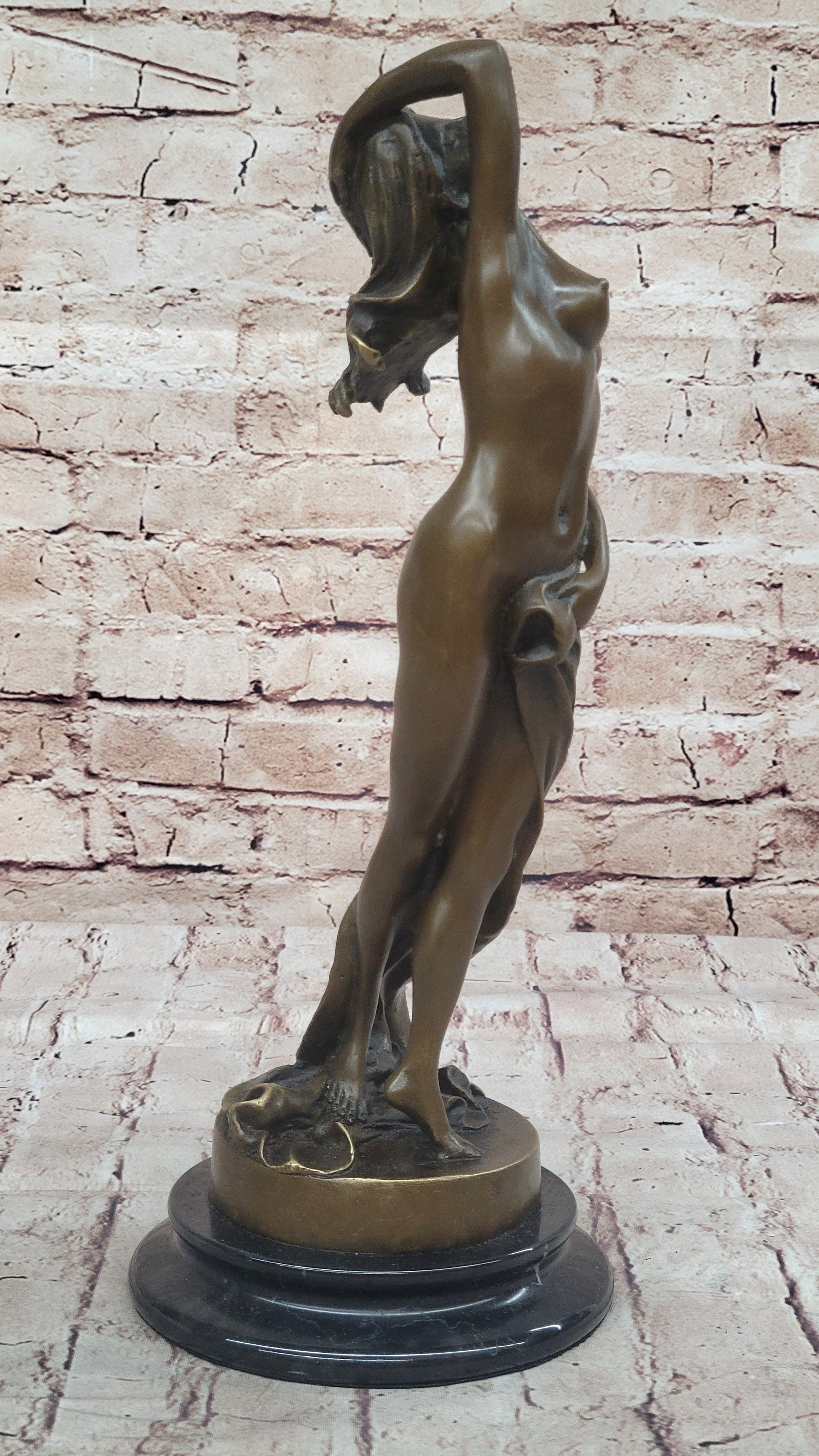 Art Deco Nude Erotic Naked Sexy Female Bronze by P.Delor Sculpture