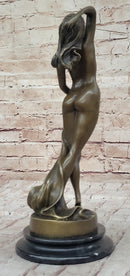 Art Deco Nude Erotic Naked Sexy Female Bronze by P.Delor Sculpture