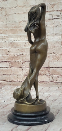 Art Deco Nude Erotic Naked Sexy Female Bronze by P.Delor Sculpture