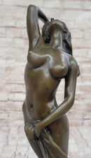 Art Deco Nude Erotic Naked Sexy Female Bronze by P.Delor Sculpture