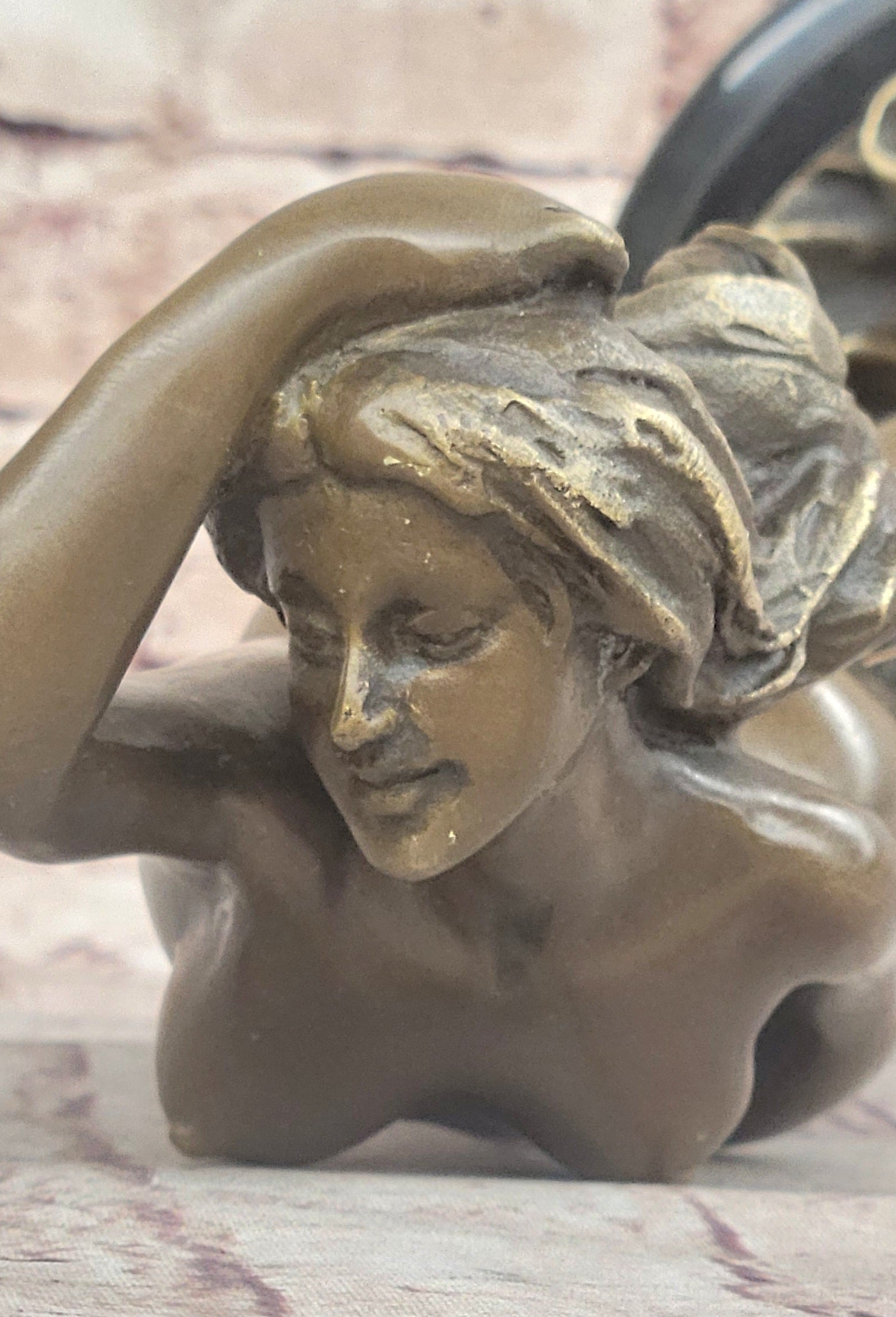 Art Deco Nude Erotic Naked Sexy Female Bronze by P.Delor Sculpture