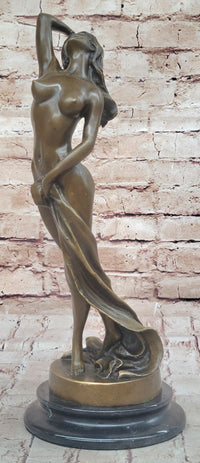 Art Deco Nude Erotic Naked Sexy Female Bronze by P.Delor Sculpture
