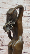 Sensual Bronze Nude Girl with Red Drape – Striking Figurative Sculpture
