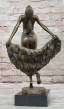 Bronze Sculpture of Nude Female Figure Dancer Girl w/ Sash Signed Art