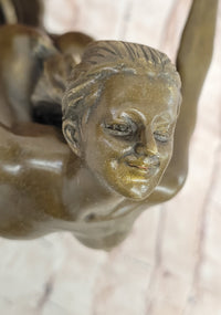 Bronze Nude Woman Sculpture with Flowing Skirt on Base - Figurative Original Art