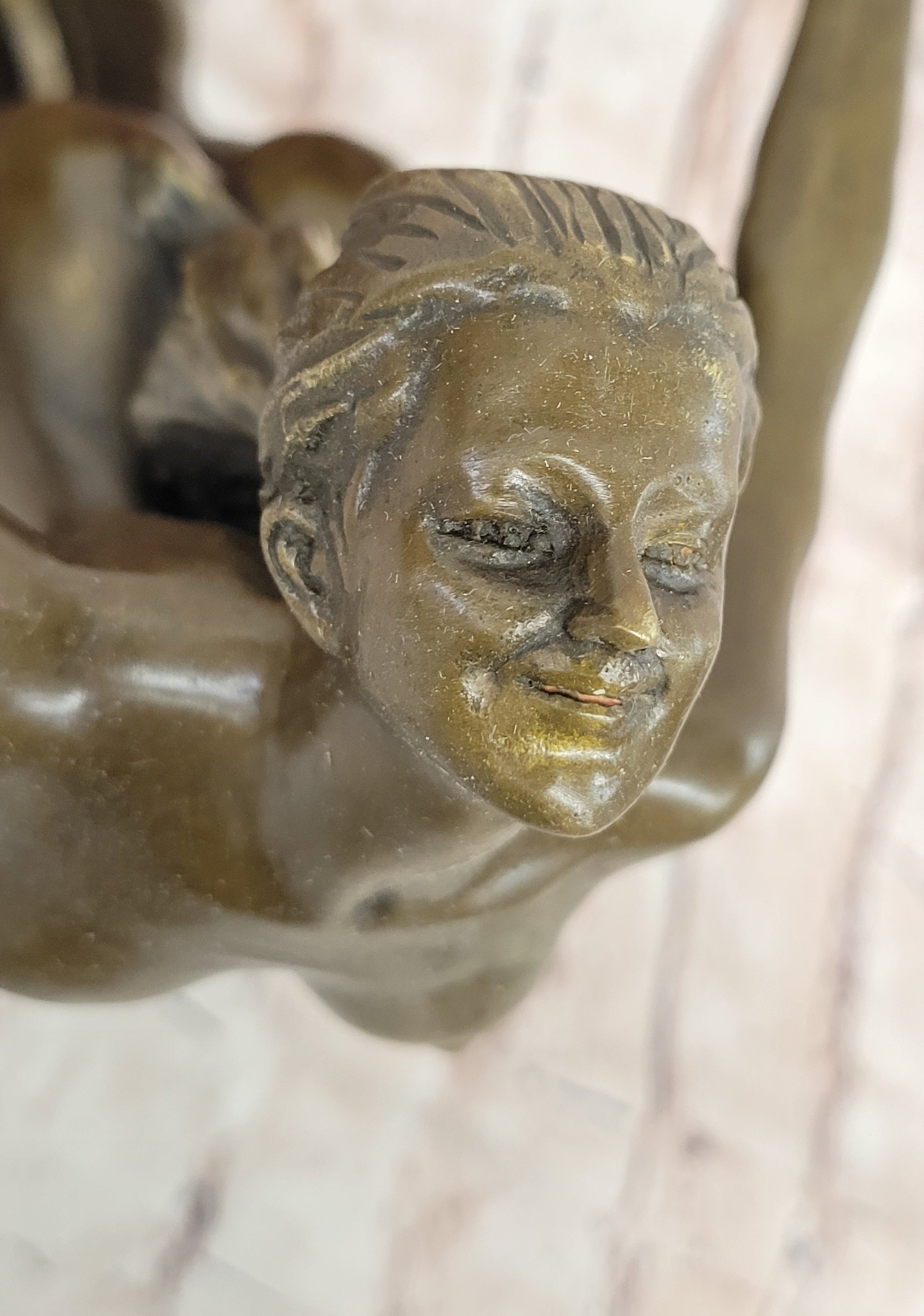 Bronze Nude Woman Sculpture with Flowing Skirt on Base - Figurative Original Art