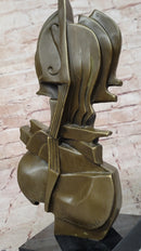Salvador Dali Style Bronze Violin Sculpture on Marble Base
