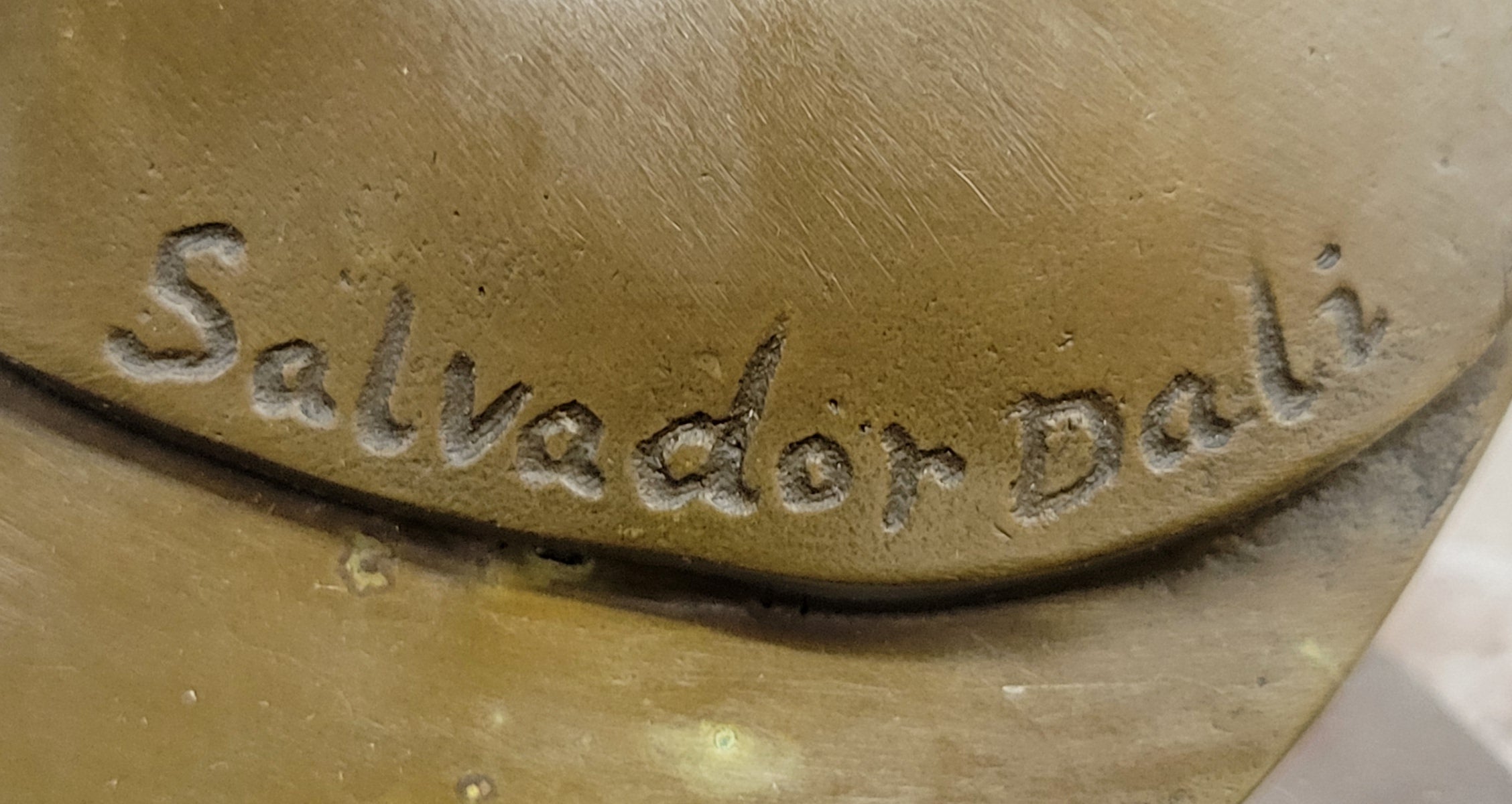 Salvador Dali Style Bronze Violin Sculpture on Marble Base