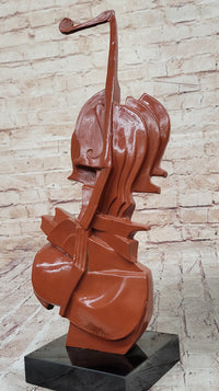 Salvador Dali Style Bronze Violin Sculpture on Marble Base