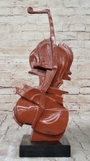 Salvador Dali Style Bronze Violin Sculpture on Marble Base