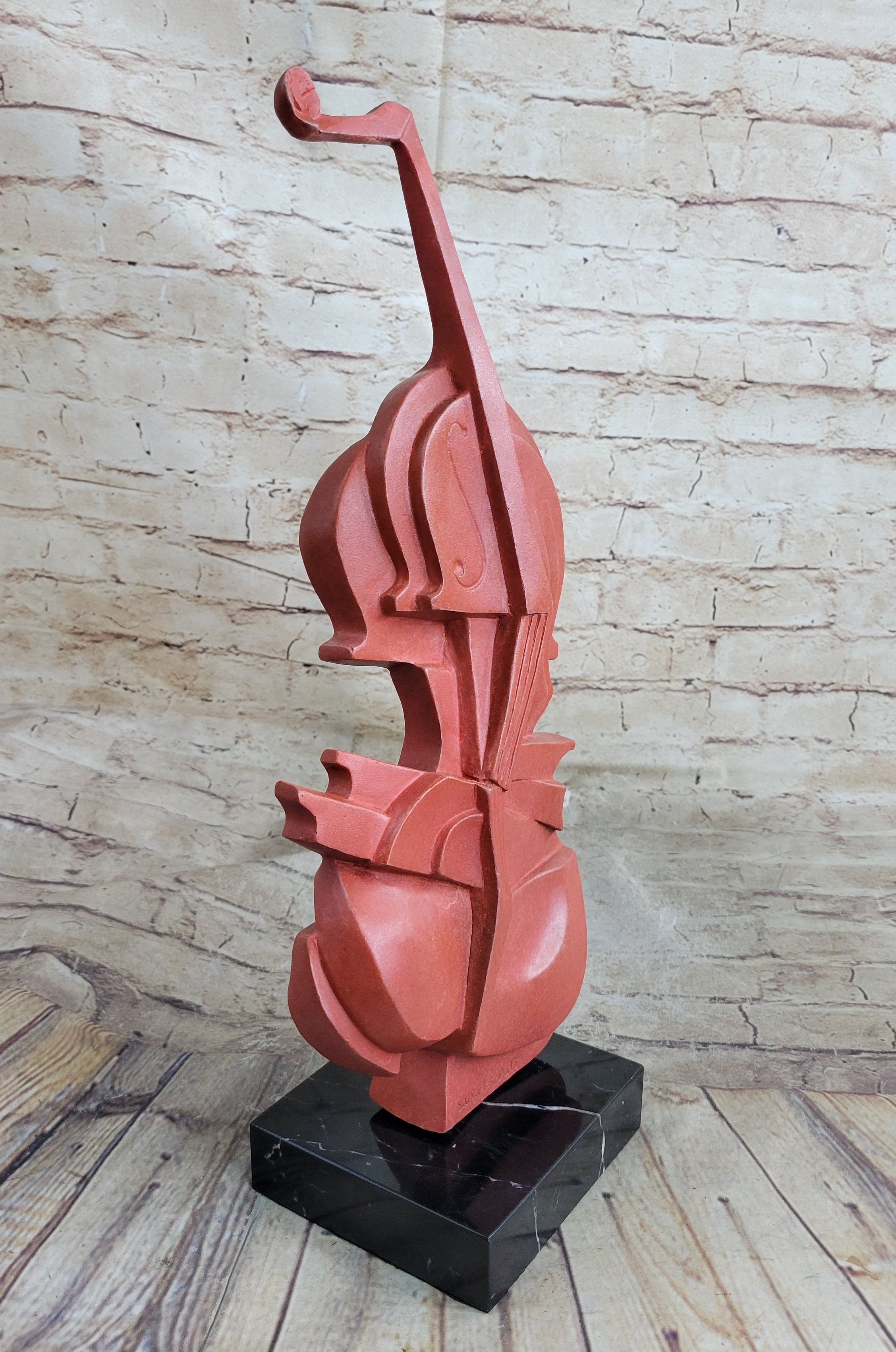 Red Cello Bronze Metal Sculpture Musician Dali