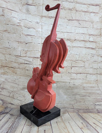 Red Cello Bronze Metal Sculpture Musician Dali