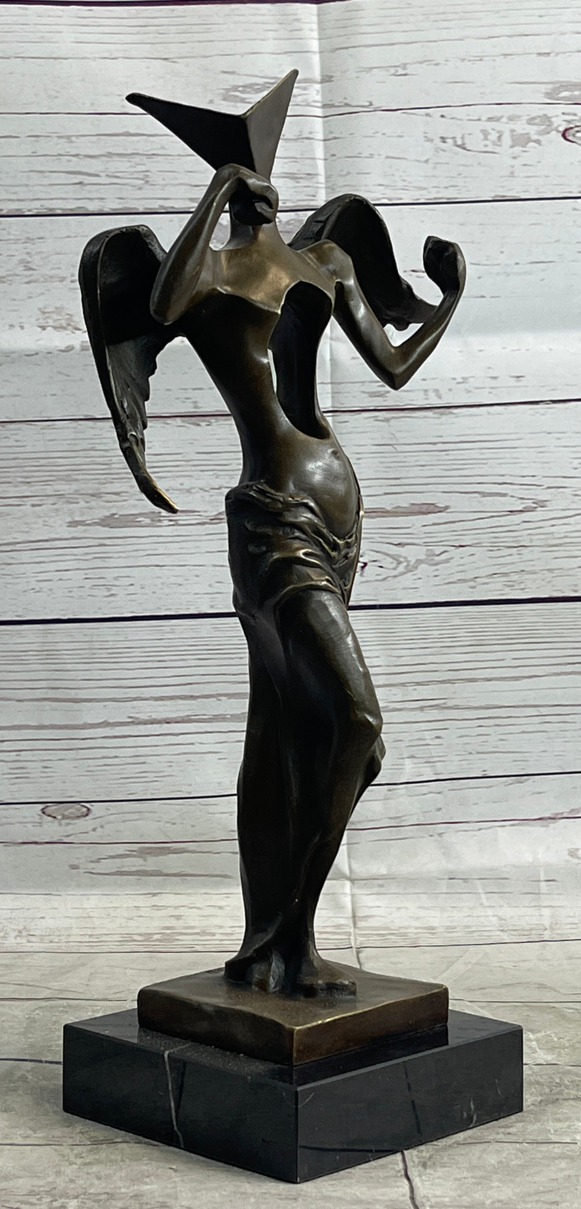 Salvador Dali Surrealistic Angel Abstract Bronze Sculpture