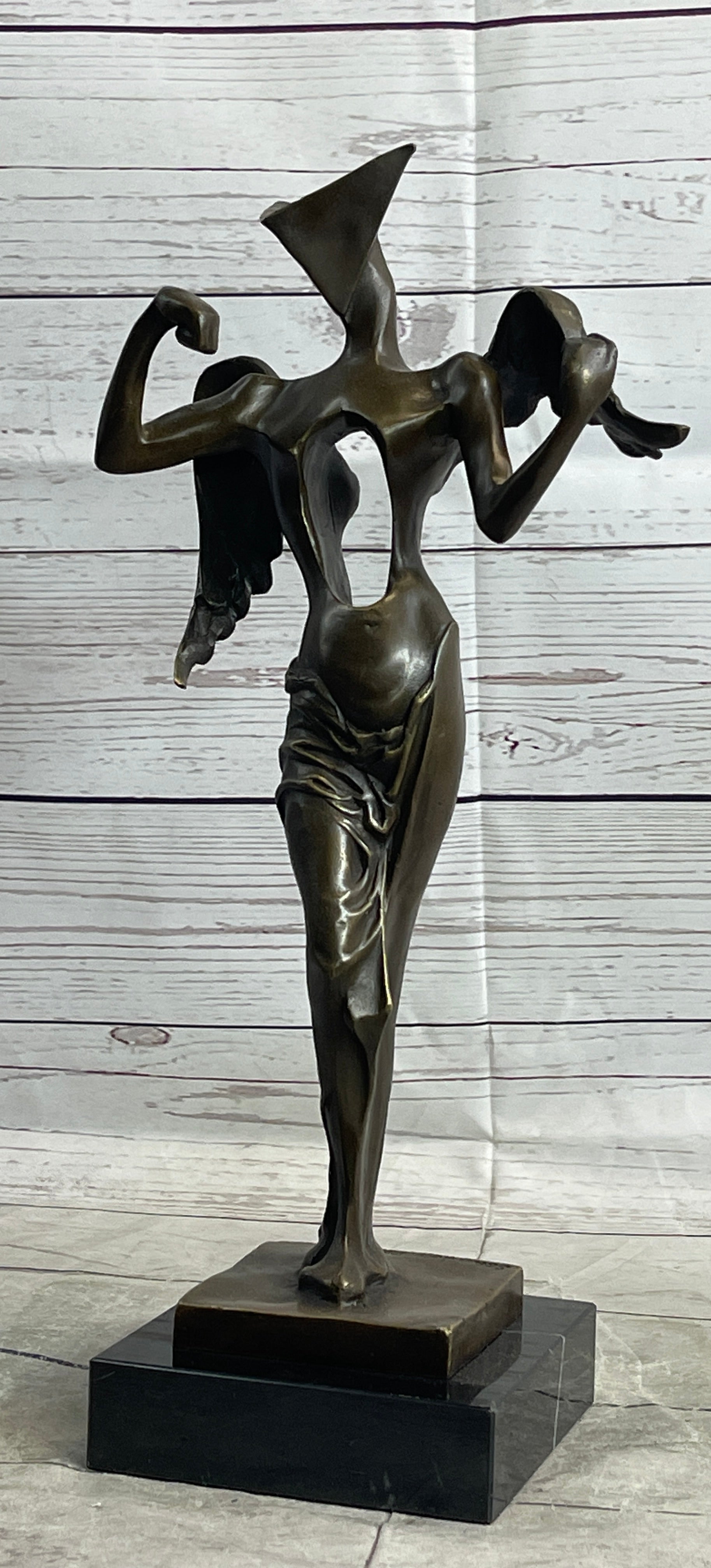 Salvador Dali Surrealistic Angel Abstract Bronze Sculpture