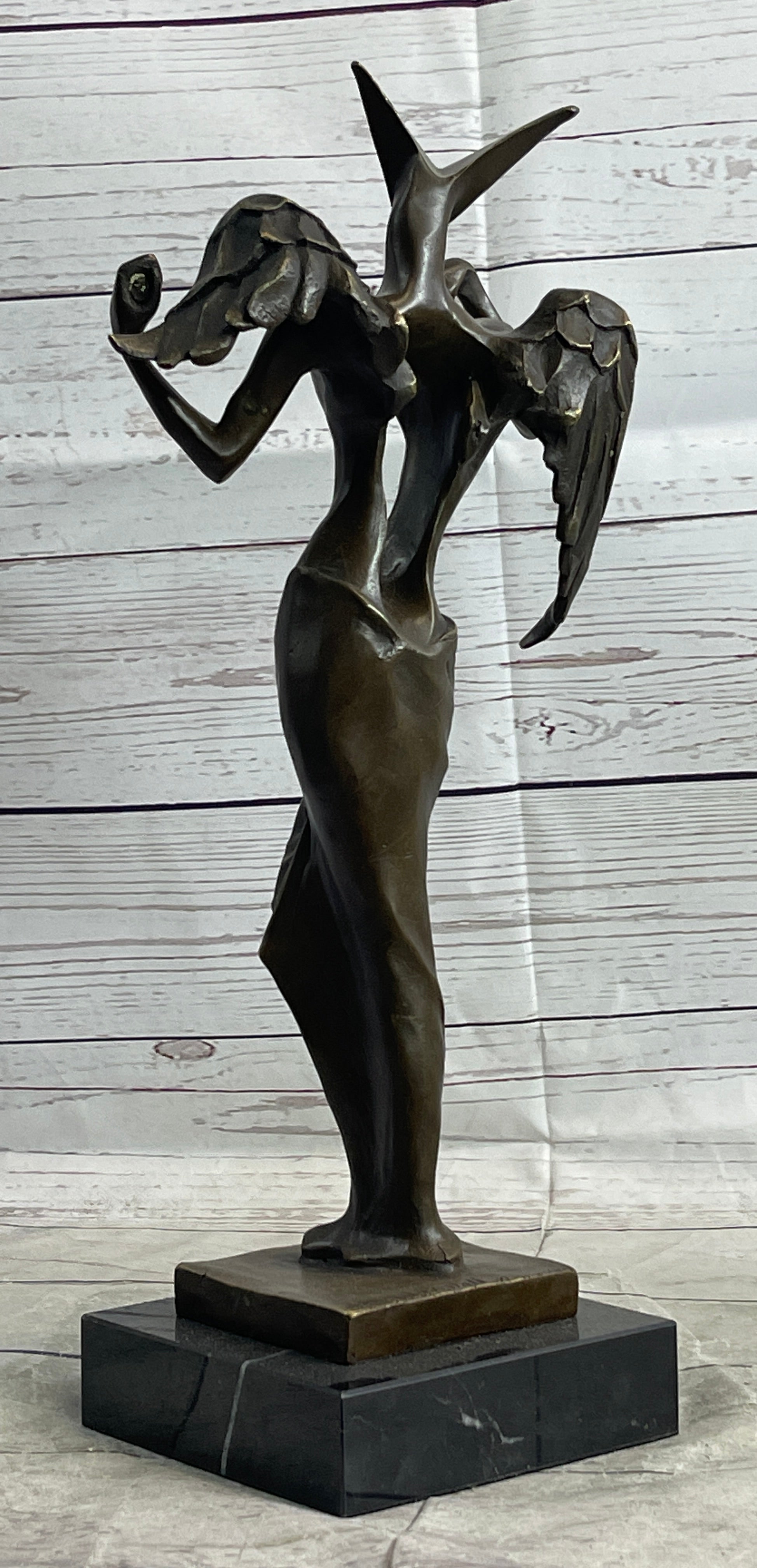 Salvador Dali Surrealistic Angel Abstract Bronze Sculpture