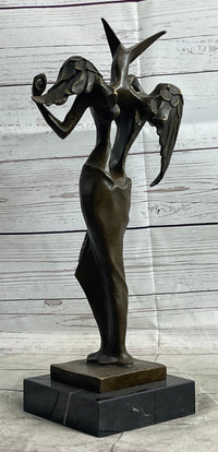Salvador Dali Surrealistic Angel Abstract Bronze Sculpture