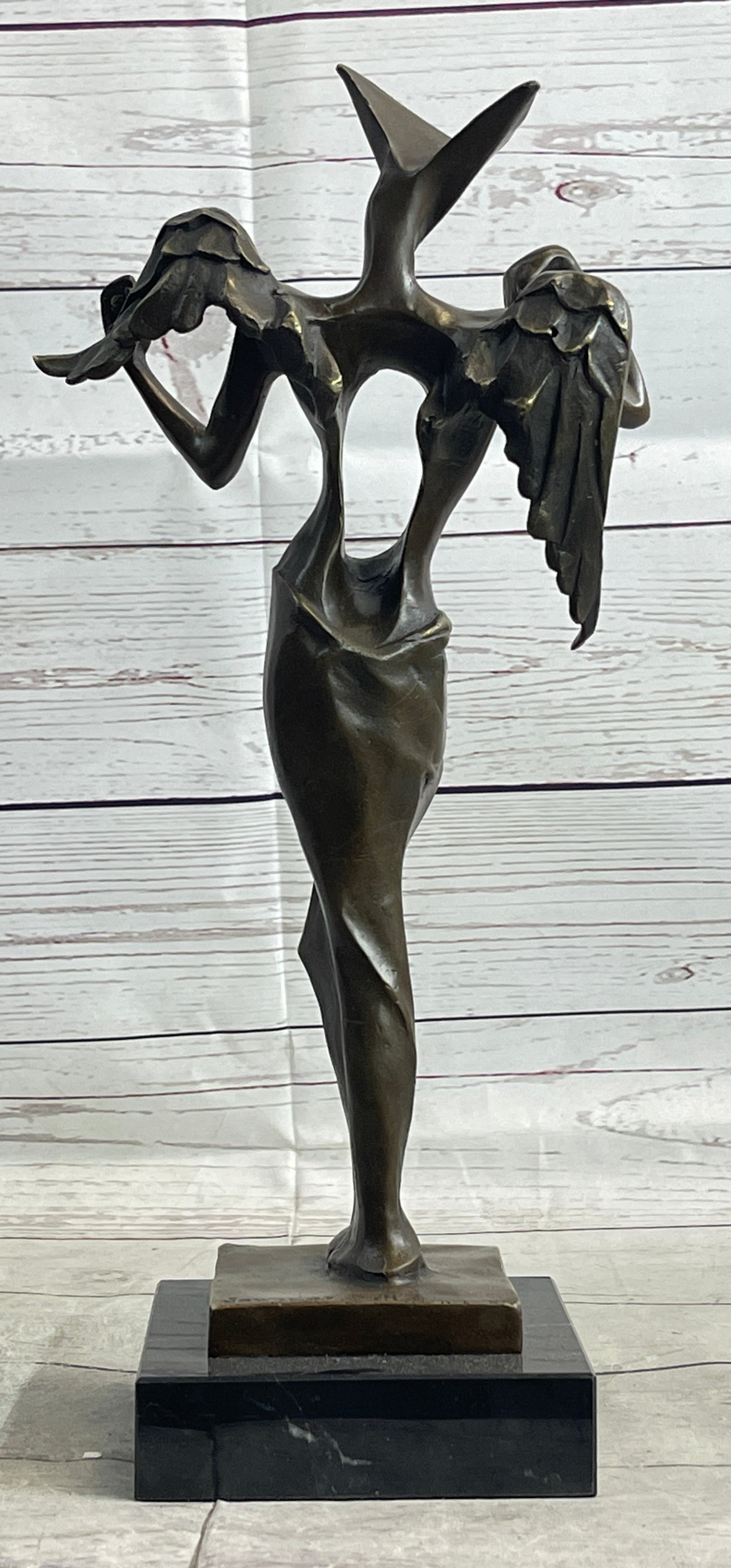 Salvador Dali Surrealistic Angel Abstract Bronze Sculpture