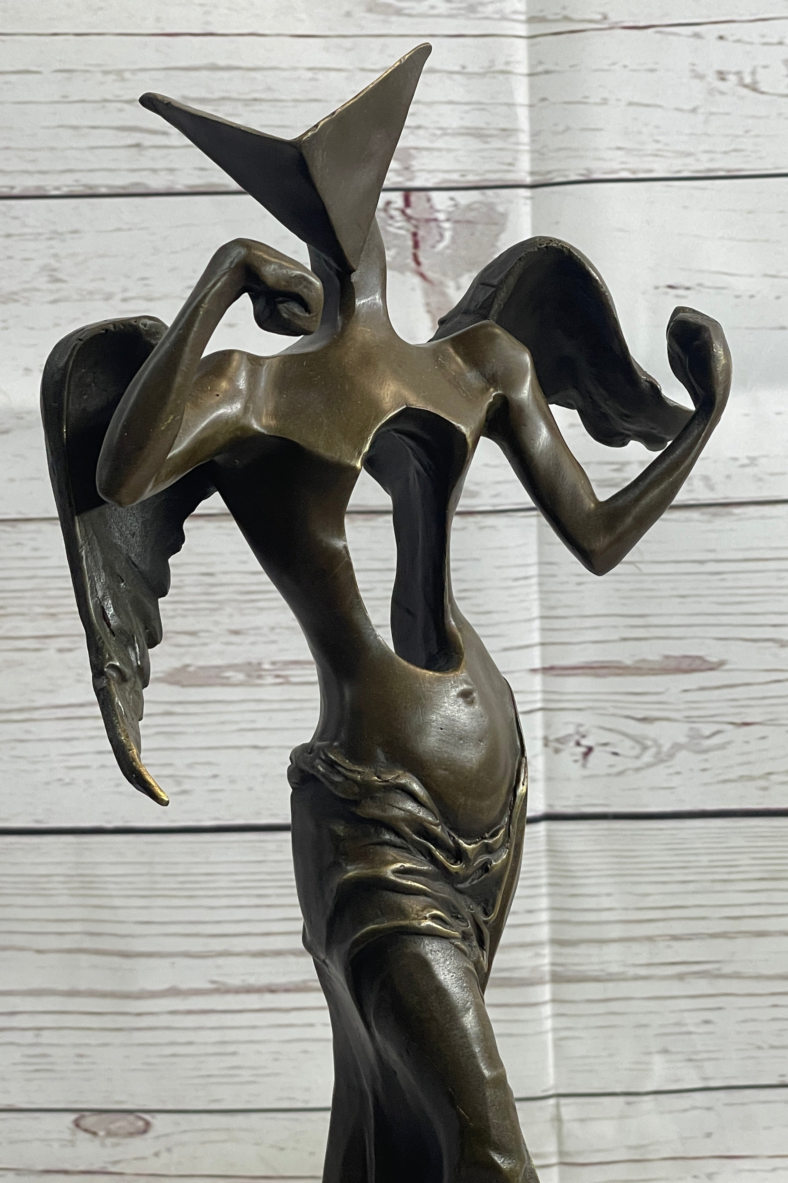 Salvador Dali Surrealistic Angel Abstract Bronze Sculpture