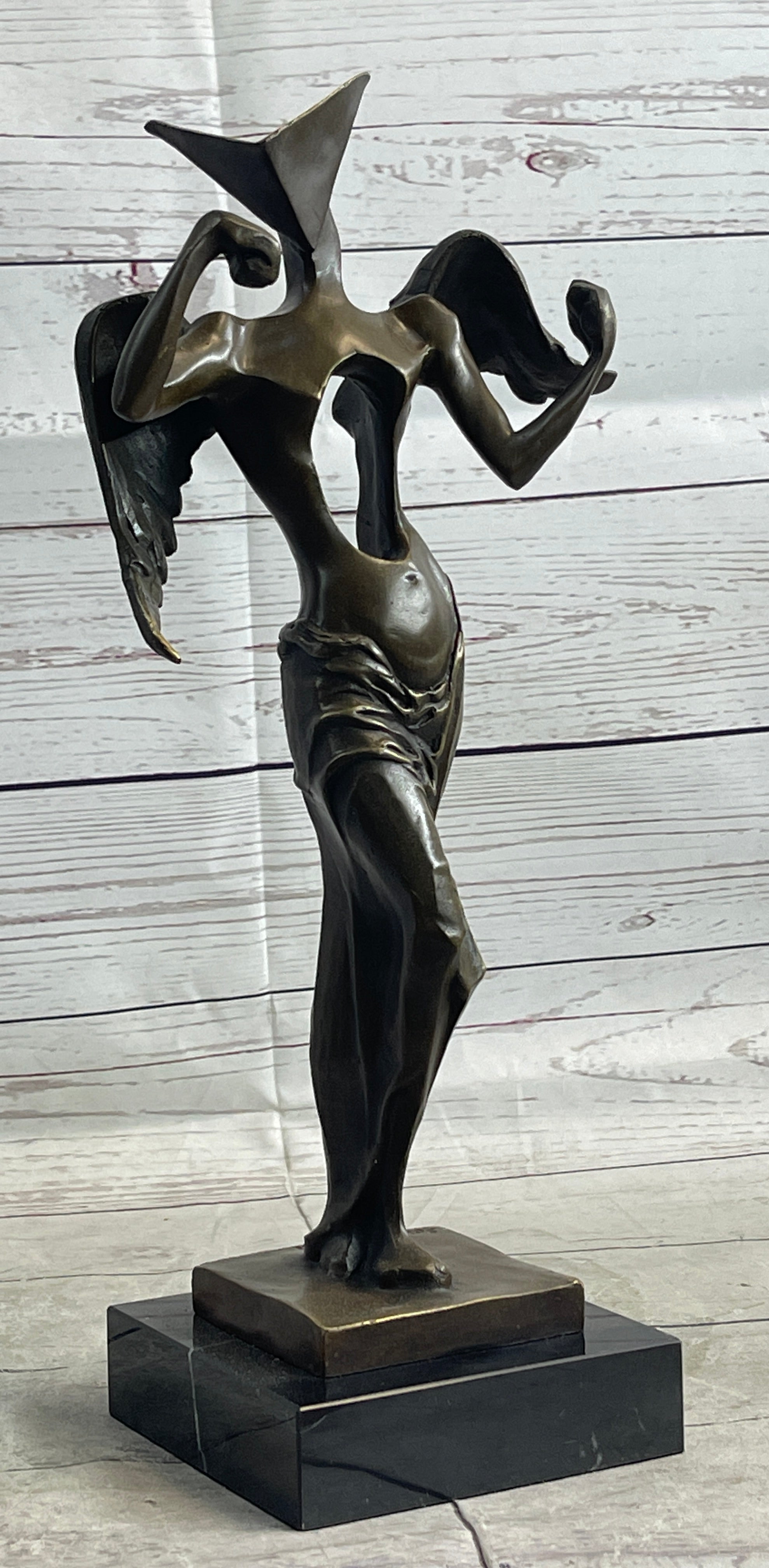 Salvador Dali Surrealistic Angel Abstract Bronze Sculpture