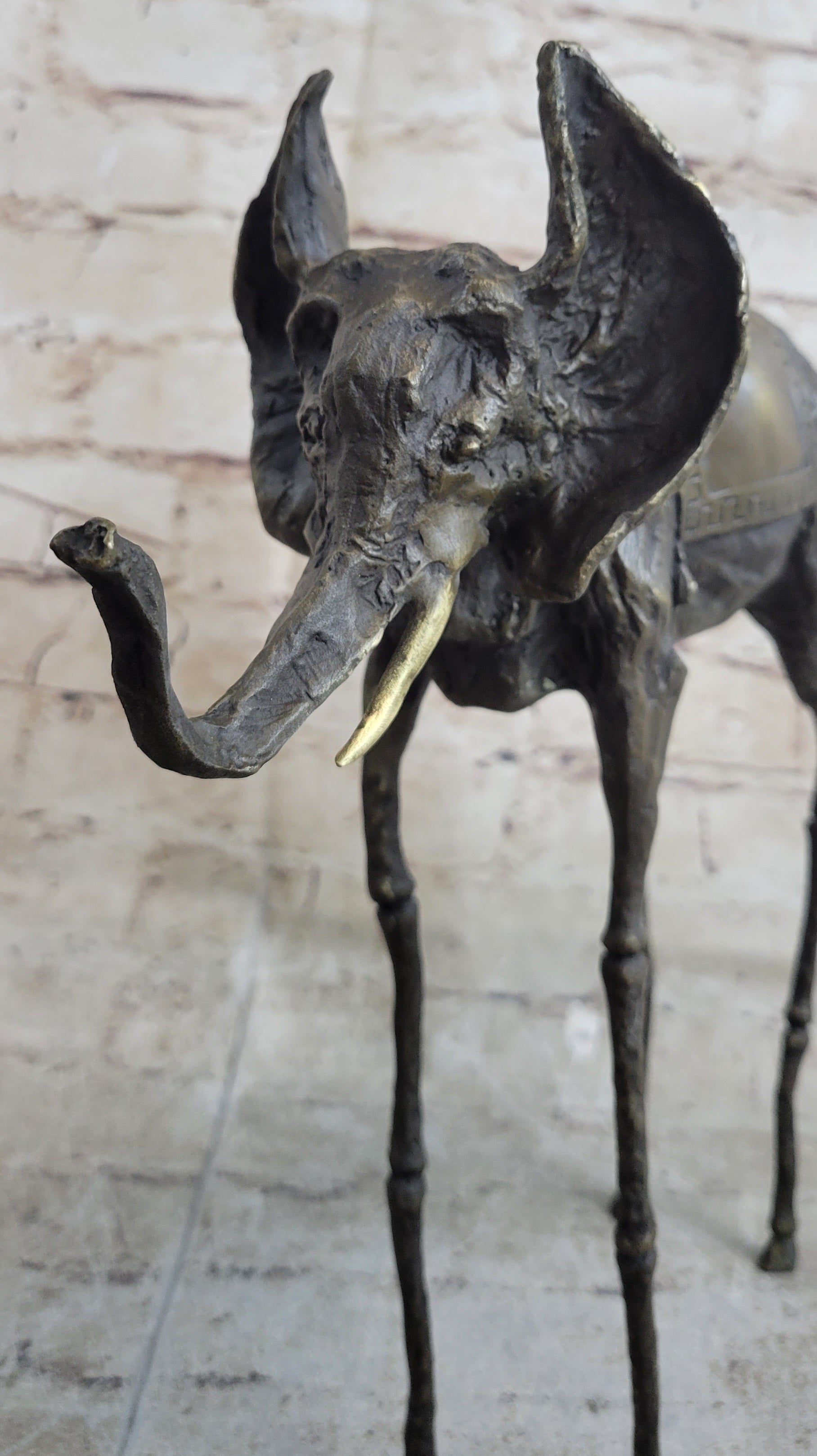 Salvador Dali Surrealist Elephant with Long Legs Bronze Sculpture
