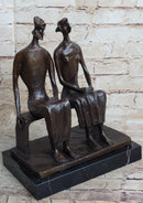 King and Queen by Henry Moore Abstract Man & Woman on Bench 12" x 9"