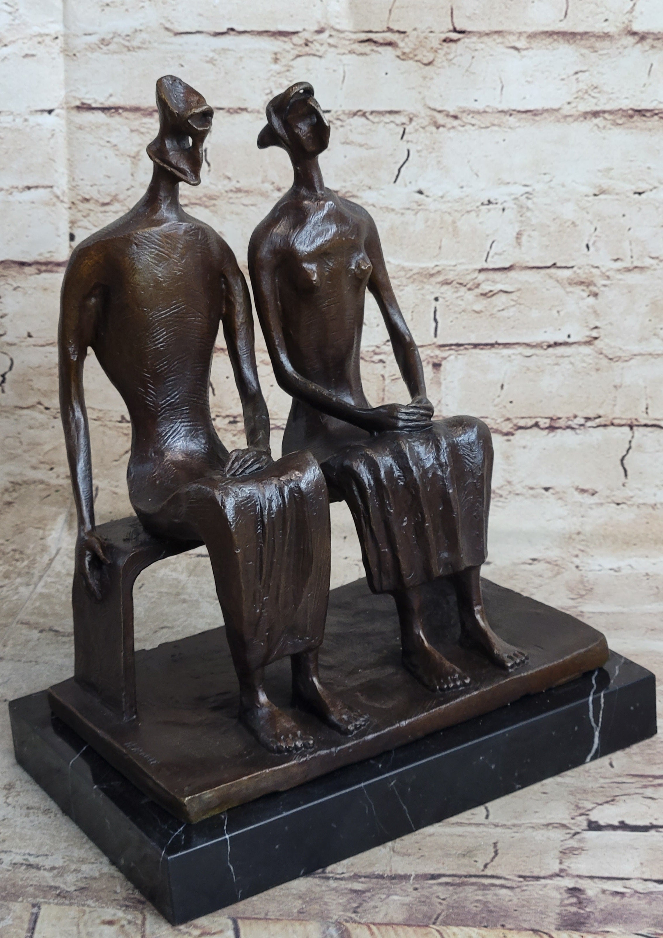 King and Queen by Henry Moore Abstract Man & Woman on Bench 12" x 9"