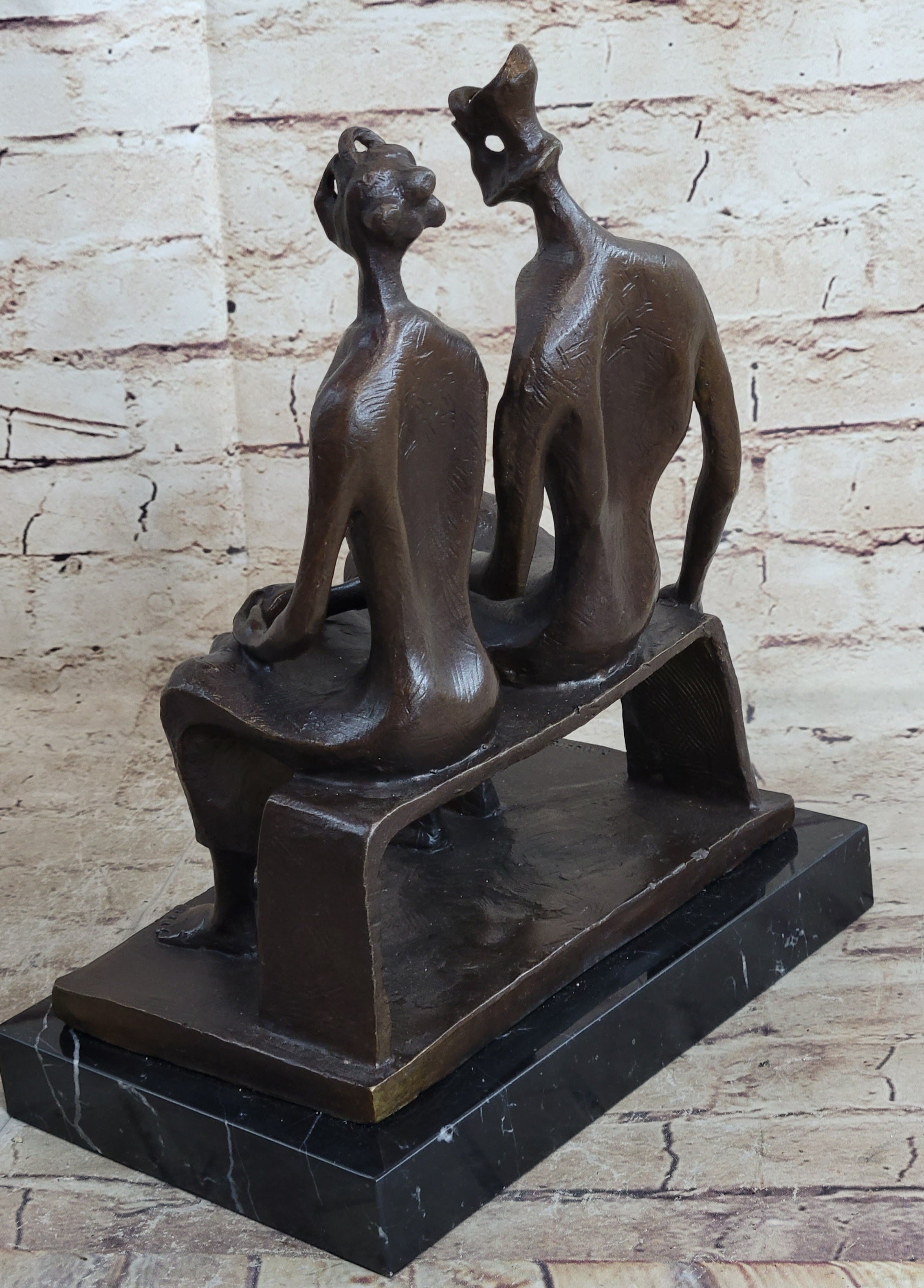 King and Queen by Henry Moore Abstract Man & Woman on Bench 12" x 9"