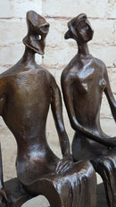King and Queen by Henry Moore Abstract Man & Woman on Bench 12" x 9"