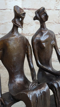 King and Queen by Henry Moore Abstract Man & Woman on Bench 12" x 9"