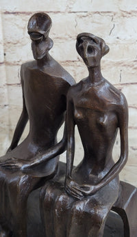 King and Queen by Henry Moore Abstract Man & Woman on Bench 12" x 9"