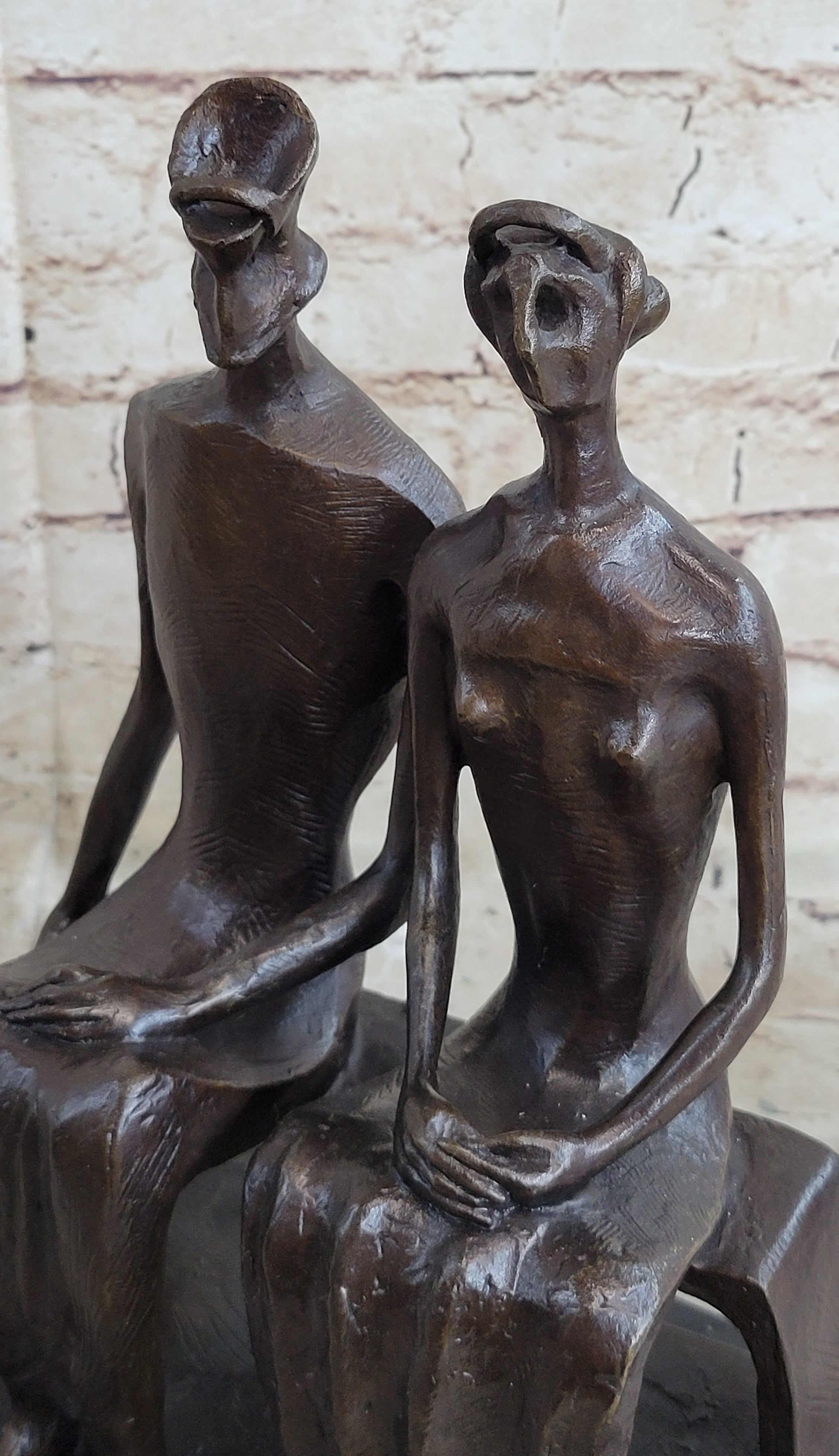 King and Queen by Henry Moore Abstract Man & Woman on Bench 12" x 9"