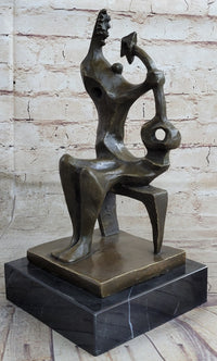 Signed Henry Moore Abstract Modern Art Mother and Child Bronze