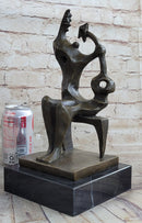 Signed Henry Moore Abstract Modern Art Mother and Child Bronze
