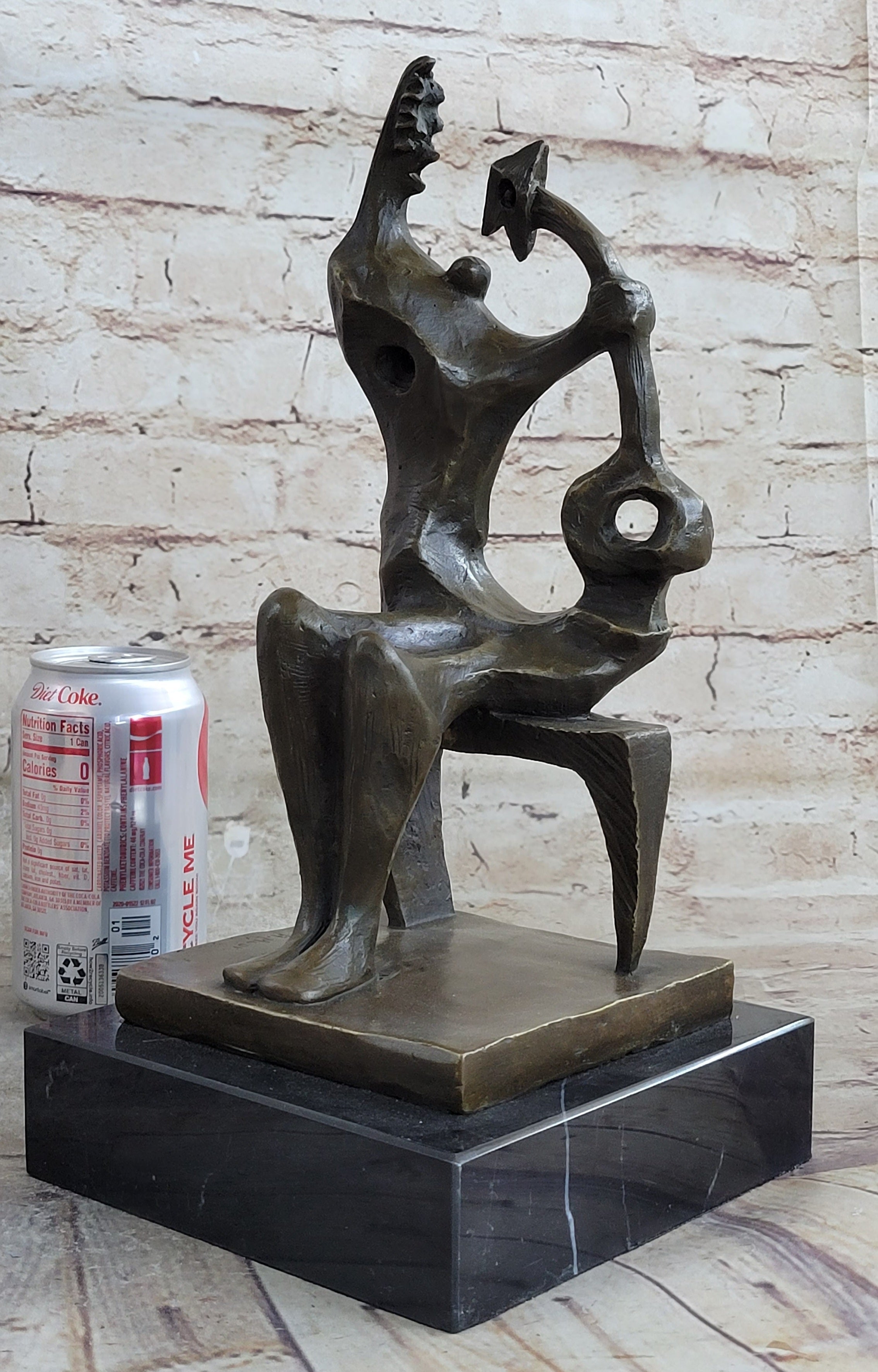 Signed Henry Moore Abstract Modern Art Mother and Child Bronze