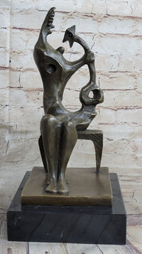Signed Henry Moore Abstract Modern Art Mother and Child Bronze