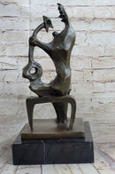 Signed Henry Moore Abstract Modern Art Mother and Child Bronze