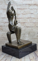 Signed Henry Moore Abstract Modern Art Mother and Child Bronze