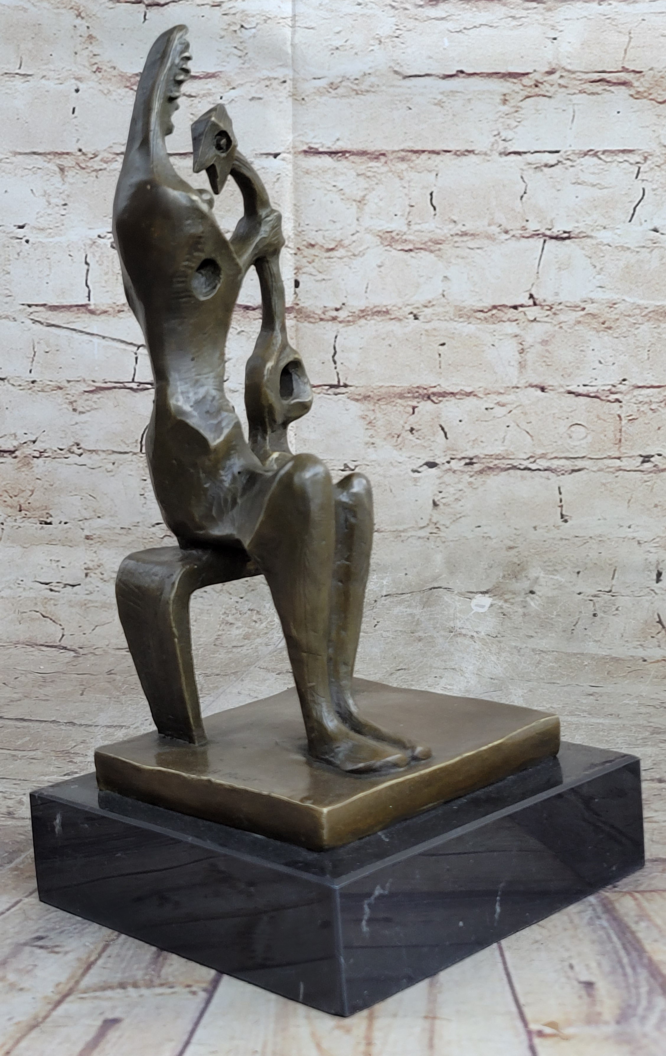 Signed Henry Moore Abstract Modern Art Mother and Child Bronze