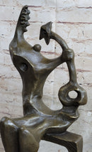 Signed Henry Moore Abstract Modern Art Mother and Child Bronze