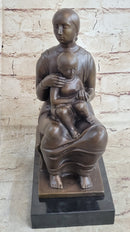 Henry Moore Mother and Child Bronze Sculpture Marble Base