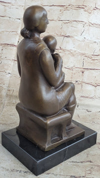 Henry Moore Mother and Child Bronze Sculpture Marble Base
