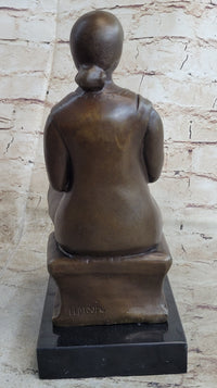 Henry Moore Mother and Child Bronze Sculpture Marble Base