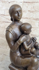 Henry Moore Mother and Child Bronze Sculpture Marble Base