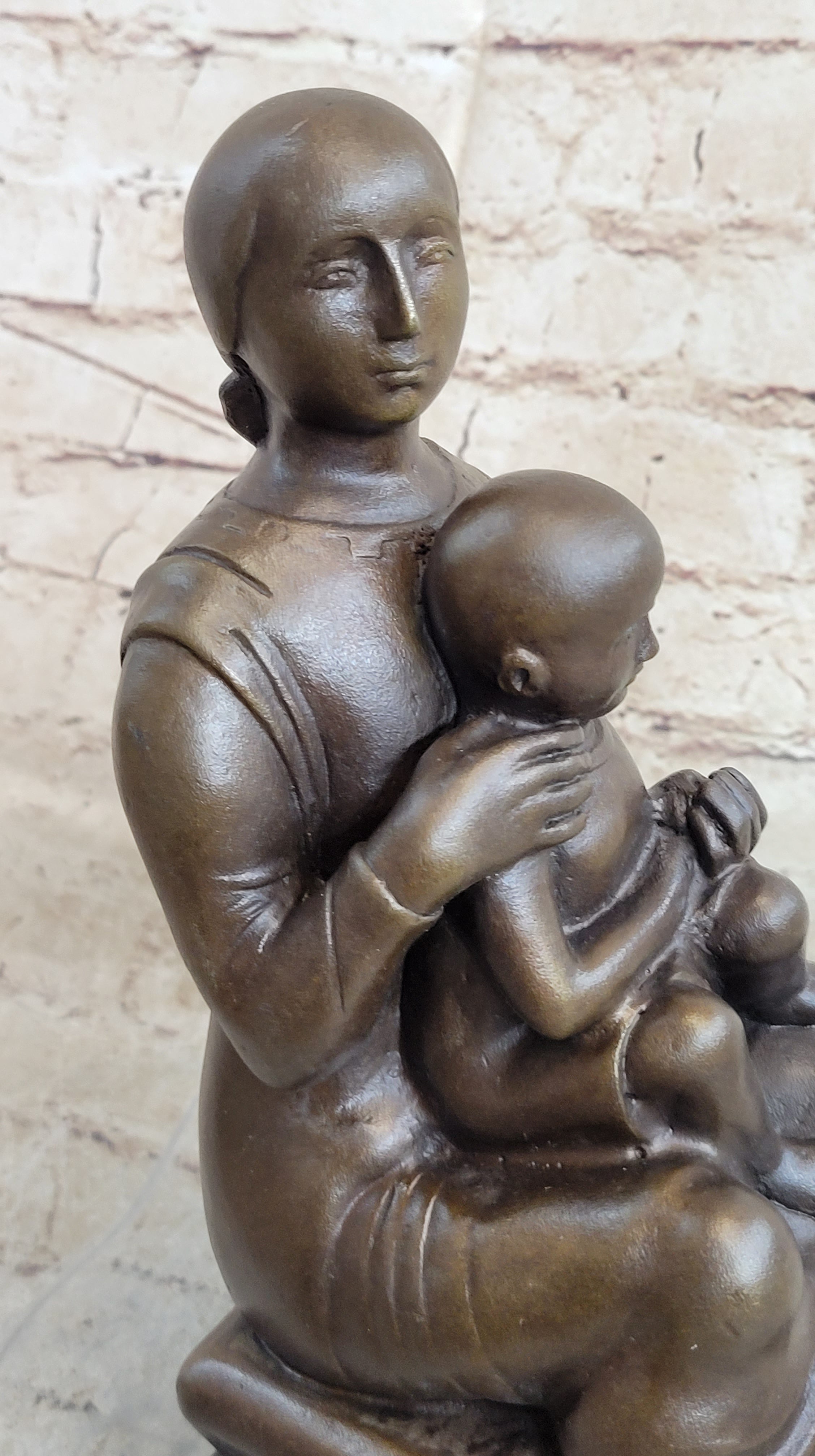 Henry Moore Mother and Child Bronze Sculpture Marble Base