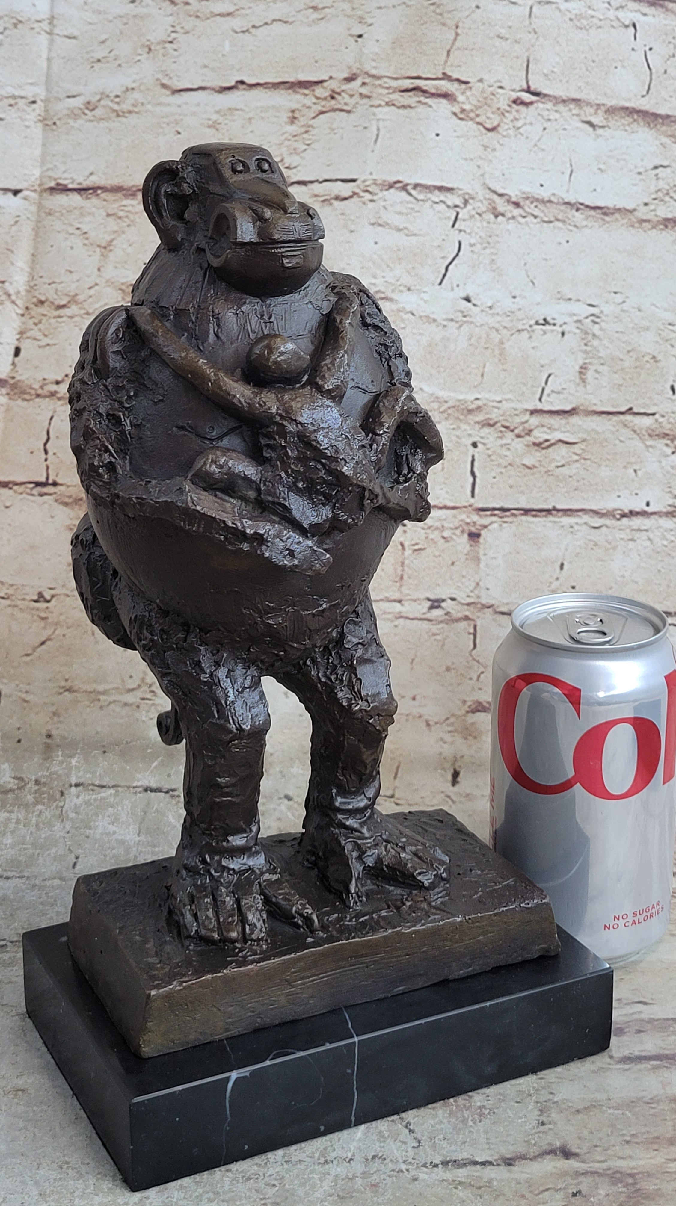 Picasso Abstract Baboon & Baby Monkey Bronze Sculpture