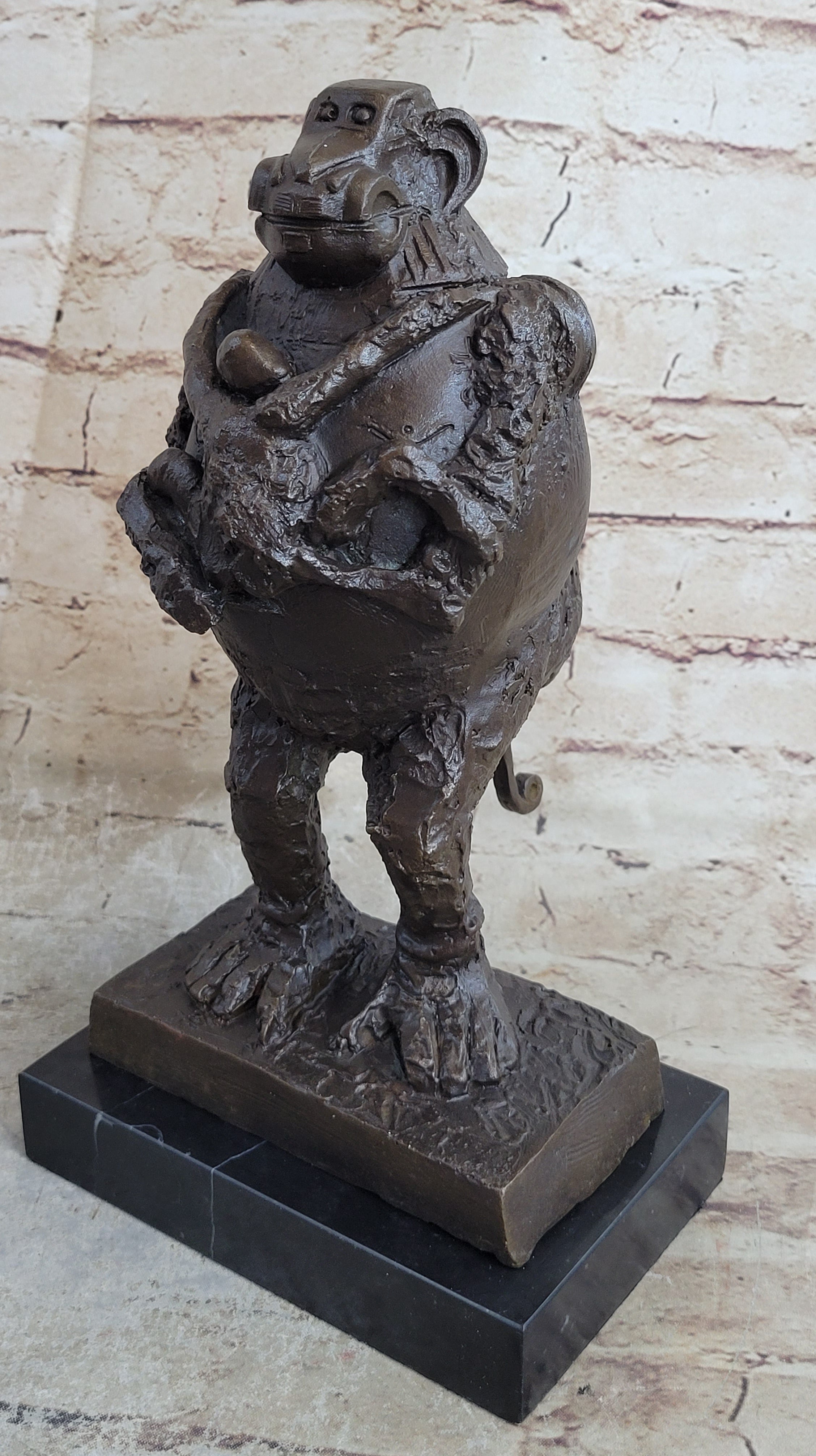 Picasso Abstract Baboon & Baby Monkey Bronze Sculpture