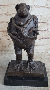 Picasso Abstract Baboon & Baby Monkey Bronze Sculpture