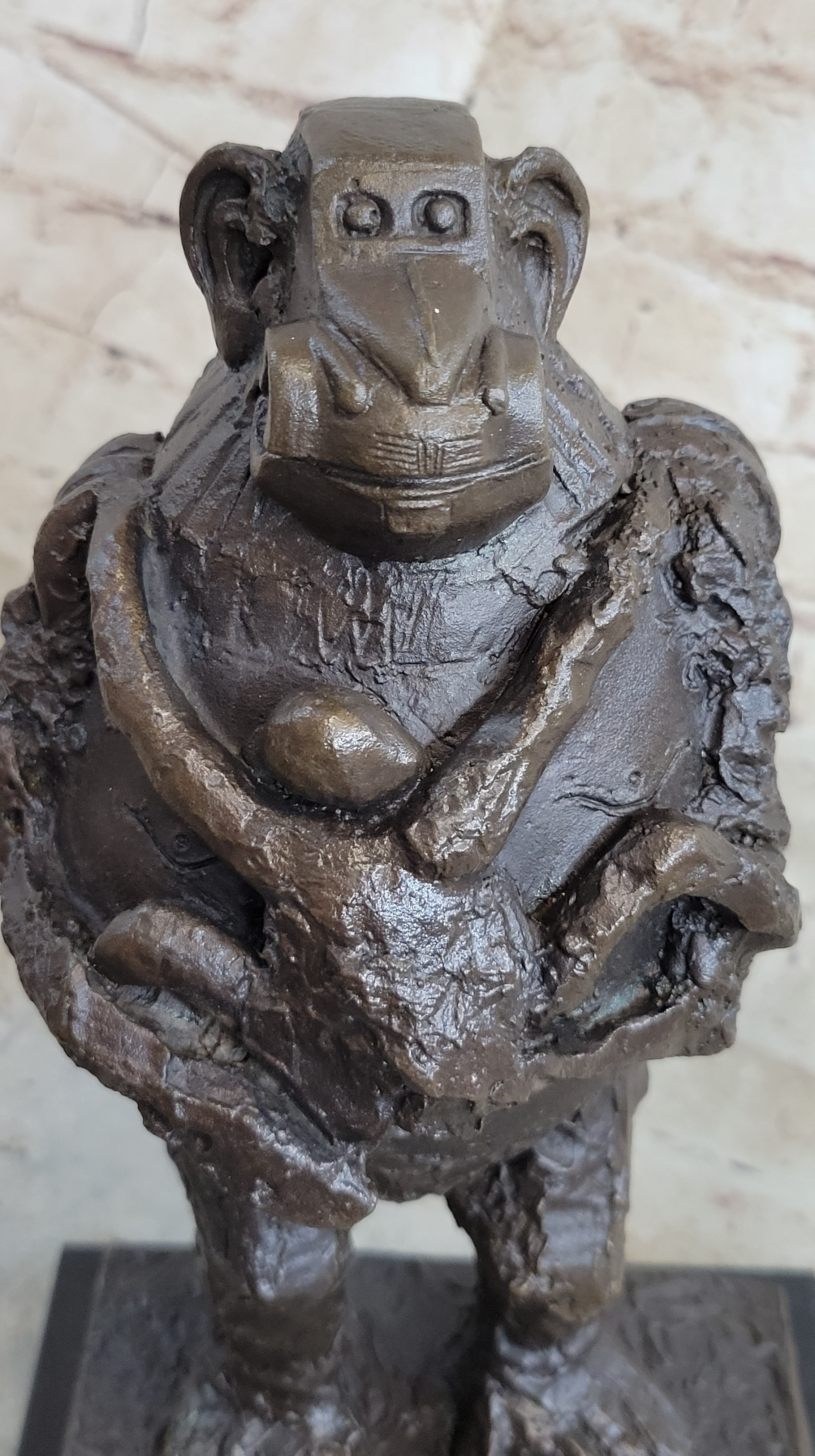 Picasso Abstract Baboon & Baby Monkey Bronze Sculpture