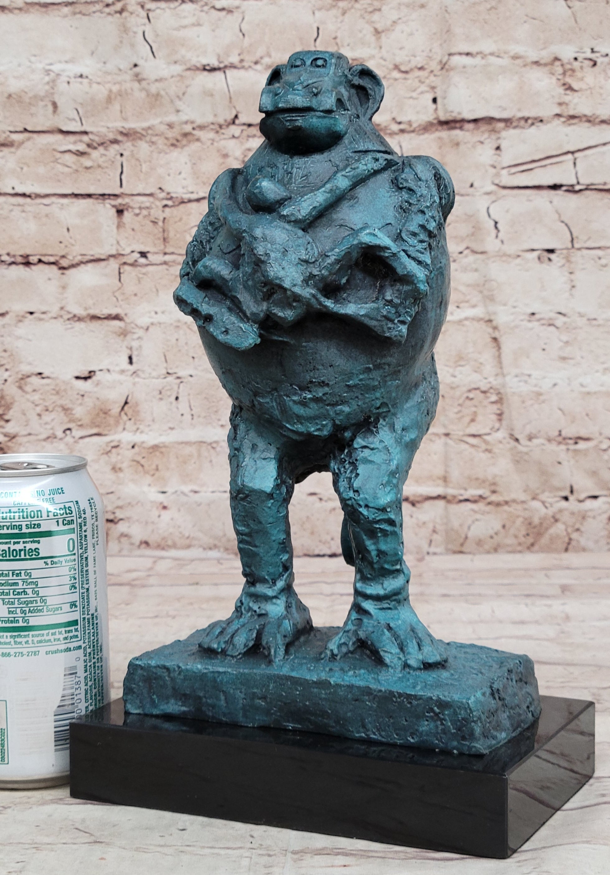 Picasso Baboon Monkey Holding Baby Genuine Bronze
