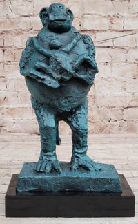 Picasso Baboon Monkey Holding Baby Genuine Bronze